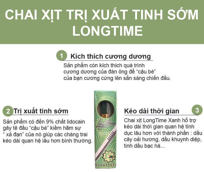Xịt kéo dài quan hệ mát lạnh Longtime Thái Lan 5ml