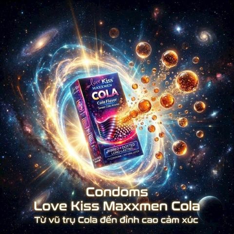 Bao cao su Love Kiss Maxxmen Cola gân gai kéo dài hương Cola hộp 12 cái 2