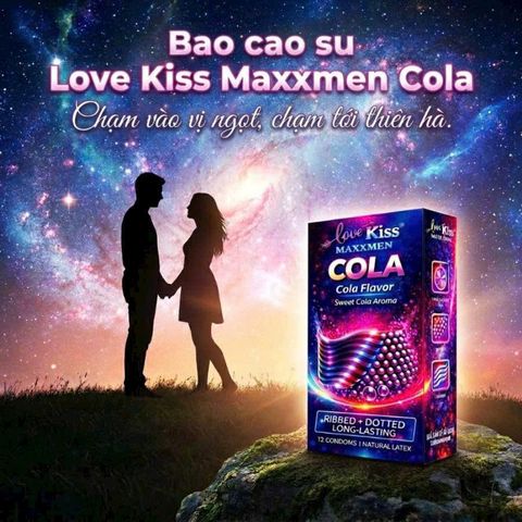 Bao cao su Love Kiss Maxxmen Cola gân gai kéo dài hương Cola hộp 12 cái 3