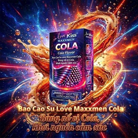 Bao cao su Love Kiss Maxxmen Cola gân gai kéo dài hương Cola hộp 12 cái 4