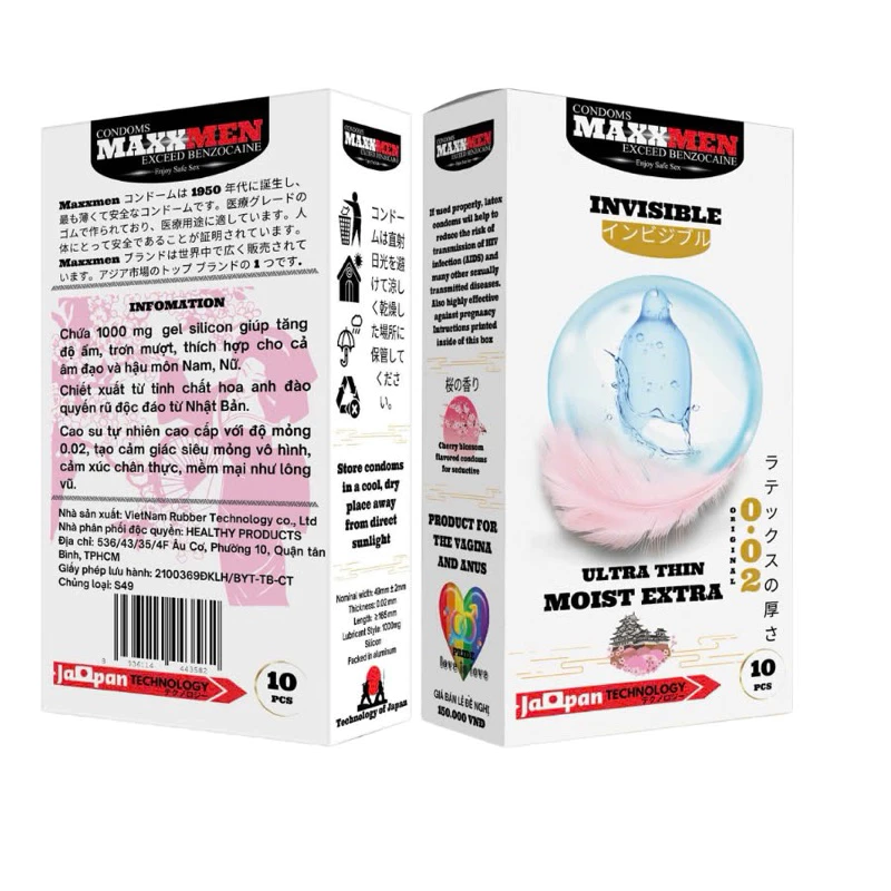 Bao cao su MAXXMEN Invisible 0.02 siêu mỏng hương hoa anh đào hộp 10 cái 3