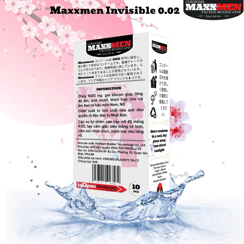Bao cao su MAXXMEN Invisible 0.02 siêu mỏng hương hoa anh đào hộp 10 cái 4