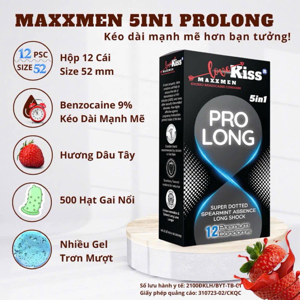 Bao cao su MAXXMEN Prolong 5in1 gai lớn gân siêu mỏng kéo dài thời gian 4