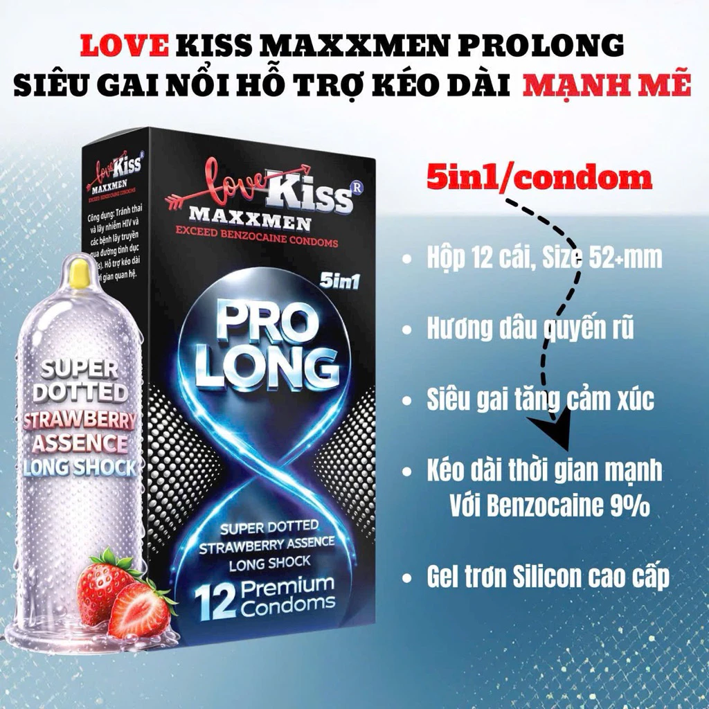 Bao cao su MAXXMEN Prolong 5in1 gai lớn gân siêu mỏng kéo dài thời gian